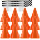 Cones de trânsito RECER com bandeiras quadriculadas de corrida (36 unidades)