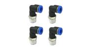 Conexão Pneumática Cotovelo Macho 1/4 Npt X 6mm Tubo - 4 Pçs