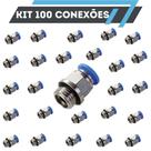 Conexão Pneumática Reta Macho Rosca 1/4 Bsp X 8mm -100 Pças