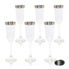 Conj 06 Taças Pra Champagne Cristal Italiano Lapidado Prata