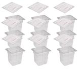 CONJ 12 Cuba Gastronômica Policarbonato GN 1/6X150 mm 2,2 L Transparente com Tampa Poli Simples