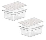 CONJ 2 Cubas Gastronômica Em POLICARBONATO GN 1/2X200 mm 24 Litros + 2 TAMPAS 1/2 Em POLI SEM ABERTURA CAMBRO PARA SOUS VIDE