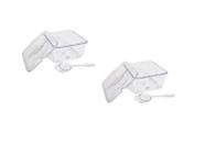 CONJ 2 CUBAS Gastronômicas Acrílicas ECO Expositoras 15,3X15,3 cm PARA SORVETERIA, AÇAITERIA e Afins + 2 TAMPAS Com Abertura + 2 Colheres/Conchas Eco