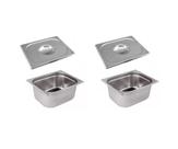 CONJ 2 CUBAS Gastronômicas Em INOX GN 1/2x200 mm 12 Litros + 2 TAMPAS 1/2 Em INOX SEM ABERTURA ZAHAV