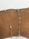 Conj. 2 Pulseiras Prata Maciça 925 Bolinha Coração