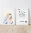 Conj 2 Quadros Infantil Bebê Nossa Senhora e Oração Menino