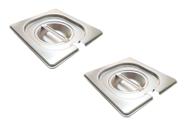 CONJ 2 TAMPAS 1/6 Em INOX Com ABERTURA Para Colher Para CUBAS Em INOX 1/6 ZAHAV