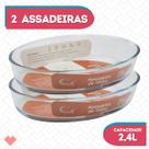 Conj 2 Travessa Refratária Oval Vidro Temperado 2,4L Doces