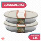 Conj 2 Travessas Refratário Com Tampa 1,6L Oval Vidro