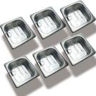 CONJ 24 CUBAS Gastronômicas Em INOX 1/6x65 Mm 1 Litro + 24 TAMPAS 1/6 Em POLICARNBONATO Com ABERTURA Para Colher SB