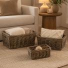 Conj. 3 Cesto Rattan Natural Organizador Decorativo Multiuso Conj. 3 Cesto Rattan Natural Organizador Decorativo Multiuso