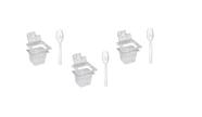 CONJ 3 CUBAS Gastronômicas Em POLICARBONATO GN 1/6X100 mm 1,5 Litros + 3 TAMPAS 1/6 Em POLI Com FLIP, DOBRADIÇA e ABERTURA SB + 3 COLHERES 21 cm SB