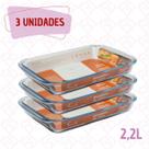 Conj. 3 Lasanheira Travessa 2,2 Litros Vidro Retangular Bolos