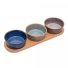 Conj 3 petisqueiras 2675 c/ bandeja bambu 32x9,5cm lyor design