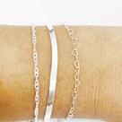 Conj. 3 Pulseiras Laminada Coração Singapura Prata 925 Conj. 3 Pulseiras Laminada Coração Singapura Prata 925
