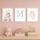 Conj 3 Quadros Infantil Quarto Bebê Nossa Senhora Nome Floral A4 Conj 3 Quadros Infantil Quarto Bebê Nossa Senhora Nome Floral A4