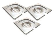 CONJ 3 TAMPAS 1/6 Em INOX Com ABERTURA Para Colher Para CUBAS Em INOX 1/6 ZAHAV