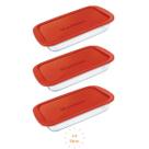 Conj 3 Travessa Retangular Vidro 2,9L C/Tampa Forno Freezer Conj 3 Travessa Retangular Vidro 2,9L C/Tampa Forno Freezer