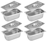 CONJ 4 Cubas Gastronômicas Inox GN 1/3X100 mm 3,3 Litros + 4 TAMPAS 1/3 Em INOX SEM ABERTURA ZAHAV