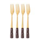 Conj. 4 Garfos Inox Dourado com Cabo Cerâmico Preto Wolff