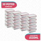 Conj 4 Pote Vidro Hermético Marmita Fitness 1520ml Freezer