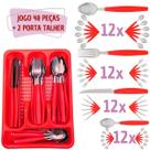 Conj 48 Talheres Inox Berlim C/ 2 Porta Talheres Vermelho