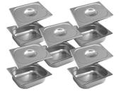 CONJ 5 CUBAS Gastronômica Em INOX GN 1/2X100 mm 5,9 Litros + 5 TAMPAS 1/2 Em INOX SEM ABERTURA ZAHAV