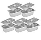 CONJ 5 CUBAS Gastronômica Em INOX GN 1/9x65 mm 590 ml + 5 TAMPAS 1/6 Em INOX Sem ABERTURA ZAHAV
