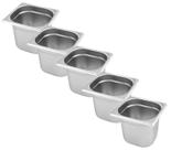 CONJ 5 CUBAS Gastronômicas Em INOX GN 1/6x150 mm 2,2 Litros Sem TAMPA ZAHAV