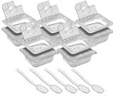 CONJ 5 CUBAS Gastronômicas Em POLICARBONATO 1/6X65 mm 900/1000 ml + 5 TAMPAS 1/6 Em POLi Com FLIP, DOBRADIÇA e ABERTURA SB + COLHER Em POLI CAMBRO