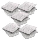 CONJ 5 CUBAS Gastronômicas Em POLICARBONATO GN 1/6X65 mm 900/1000 ml + 5 TAMPAS 1/6 Em POLI Sem ABERTURA CAMBRO