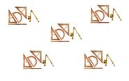 CONJ 5 Kits Geométricos do Professor Mdf Com 5 Réguas 60 cm, 5 Compasso Para Quadro Branco, 5 Esquadro 30/60 Graus, 5 Esquadro 45 Graus e 5 Transferid