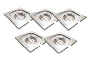 CONJ 5 TAMPAS 1/6 Em INOX Com ABERTURA Para Colher Para CUBAS Em INOX ZAHAV