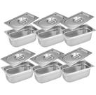 CONJ 6 CUBAS Gastronômicas Em INOX GN 1/9x65 mm 590 ml + 6 TAMPAS 1/9 Em INOX Sem ABERTURA ZAHAV