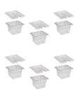 CONJ 6 CUBAS Gastronômicas Em POLICARBONATO GN 1/6X100 mm 1,5 Litros + 6 TAMPAS Em POLI 1/6 Com ABERTURA Para COLHER CAMBRO