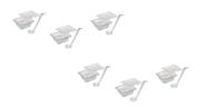 CONJ 6 CUBAS Gastronômicas Em POLICARBONATO GN 1/6X65 mm 900 ml + 6 TAMPAS 1/6 Em POLI Com ABERTURA CAMBRO + 6 CONCHAS POLI CAMBRO