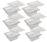 CONJ 6 CUBAS Gastronômicas Em POLICARBONATO GN 1/6X65 mm 900 ml + 6 TAMPAS 1/6 Em POLI Com ABERTURA Para COLHERES CAMBRO