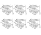 CONJ 6 CUBAS Gastronômicas Em POLICARBONATO GN 1/9X65 mm 590 ml + 6 TAMPAS 1/9 Em POLI Com ABERTURA CAMBRO + 6 COLHERES 21 cm SB
