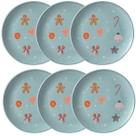Conj 6 prato sobremessa ceramica doce magia natal 20cm porto