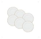 Conj 6 pratos sobremesa Porcelana Maldivas com fio de ouro 21cm