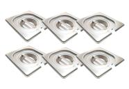 CONJ 6 TAMPAS 1/6 Em INOX Com Abertura Para COLHER Para Cubas Inox 1/6 ZAHAV