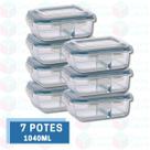 Conj 7 Pote Hermético c/ Divisória 1040ML p/ Airfryer Forno