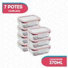 Conj 7 Pote Vidro Hermético Marmita Fitness 370ml Microondas