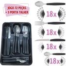 Conj 72 Talheres Inox Berlim C/ 3 Porta Talheres Preto