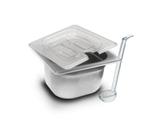 CONJ 8 CUBAS Em INOX 1/6x100 Mm 1,5 Litros + 8 TAMPAS Em POLICARBONATO Com ABERTURA + 16 Concha POLI 21,6 cm Originais ZAHAV & CAMBRO