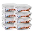 Conj 8 Pote de Vidro Hermético Marmita Tampa 4 Travas 640ml