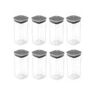 Conj 8 Potes Mantimento Hermetico Block 340ml Martiplast Ou- Chumbo