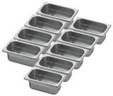 CONJ 9 CUBAS Gastronômicas Em INOX GN 1/9x65 mm 590 ml Sem TAMPAS ZAHAV CONJ 9 CUBAS Gastronômicas Em INOX GN 1/9x65 mm 590 ml Sem TAMPAS ZAHAV