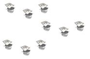 CONJ 9 CUBAS Gastronômicas Inox GN 1/6x65 mm 1 Litro + 9 TAMPAS 1/6 Em INOX COM ABERTURA Para Colher ZAHAV