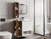 Conj Banheiro Gabinete e Espelheira Ibiza Branco Naturalle